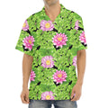 Cute Water Lily Pattern Print Aloha Shirt