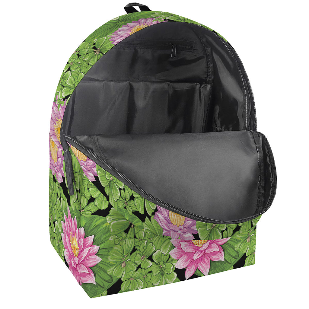 Cute Water Lily Pattern Print Backpack