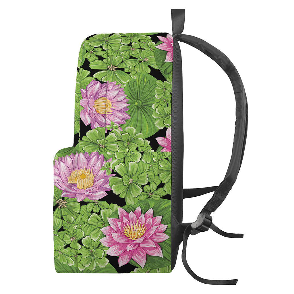Cute Water Lily Pattern Print Backpack