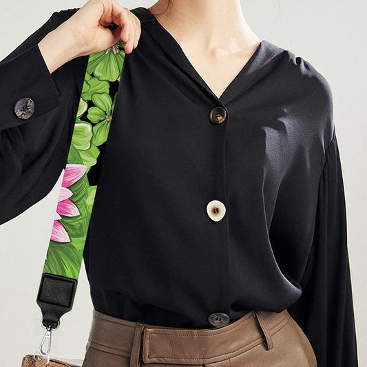 Cute Water Lily Pattern Print Bag Strap