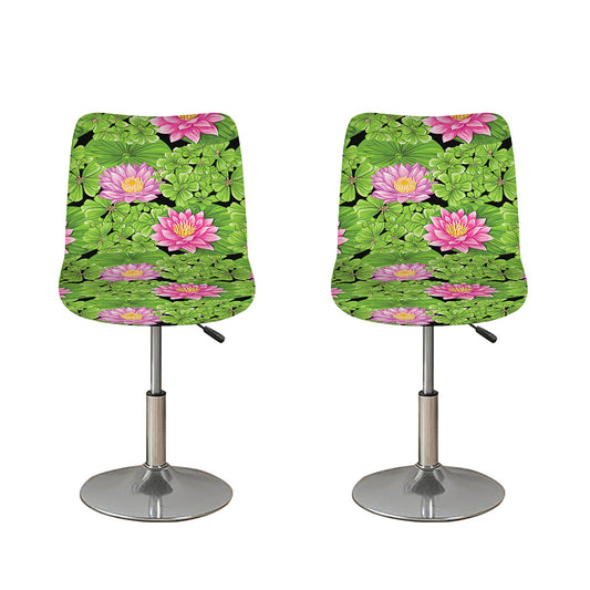 Cute Water Lily Pattern Print Bar Stool Covers