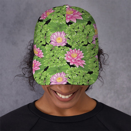 Cute Water Lily Pattern Print Baseball Cap
