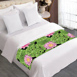 Cute Water Lily Pattern Print Bed Runner