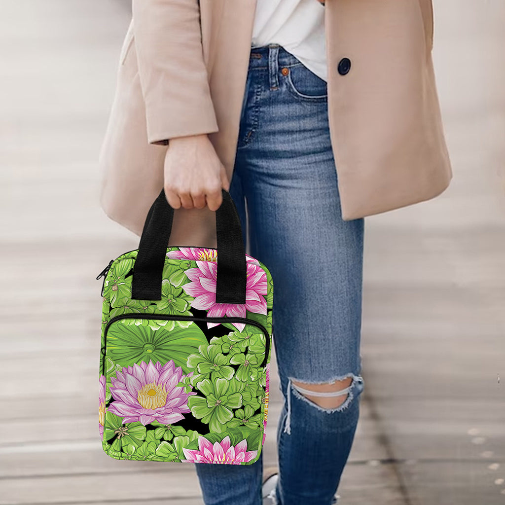 Cute Water Lily Pattern Print Bible Tote Bag