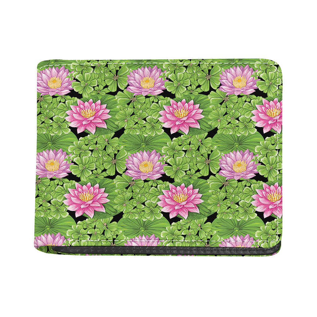 Cute Water Lily Pattern Print Bifold Wallet