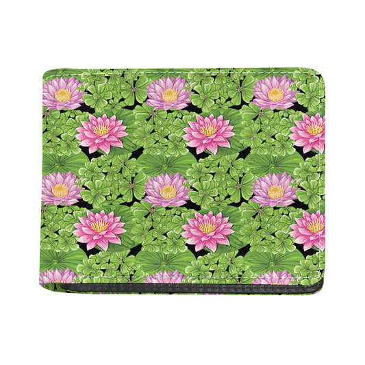 Cute Water Lily Pattern Print Bifold Wallet