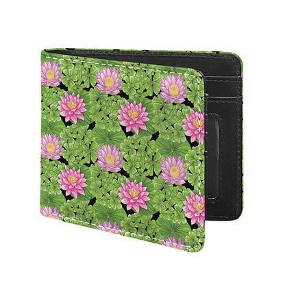 Cute Water Lily Pattern Print Bifold Wallet