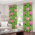 Cute Water Lily Pattern Print Dimout Grommet Curtains