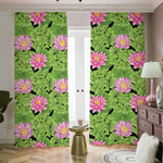 Cute Water Lily Pattern Print Blackout Pencil Pleat Curtains