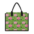 Cute Water Lily Pattern Print Canvas Tote Bag