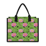 Cute Water Lily Pattern Print Canvas Tote Bag
