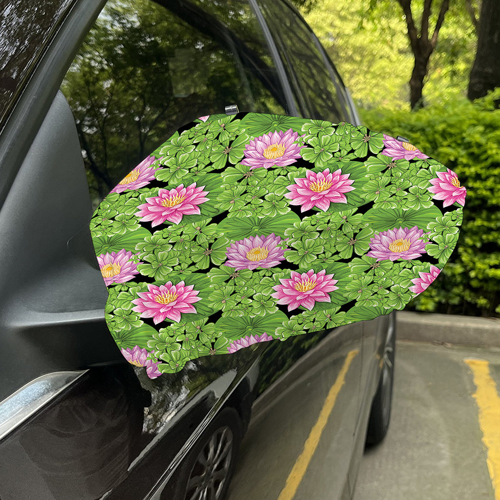 Cute Water Lily Pattern Print Car Side Mirror Covers
