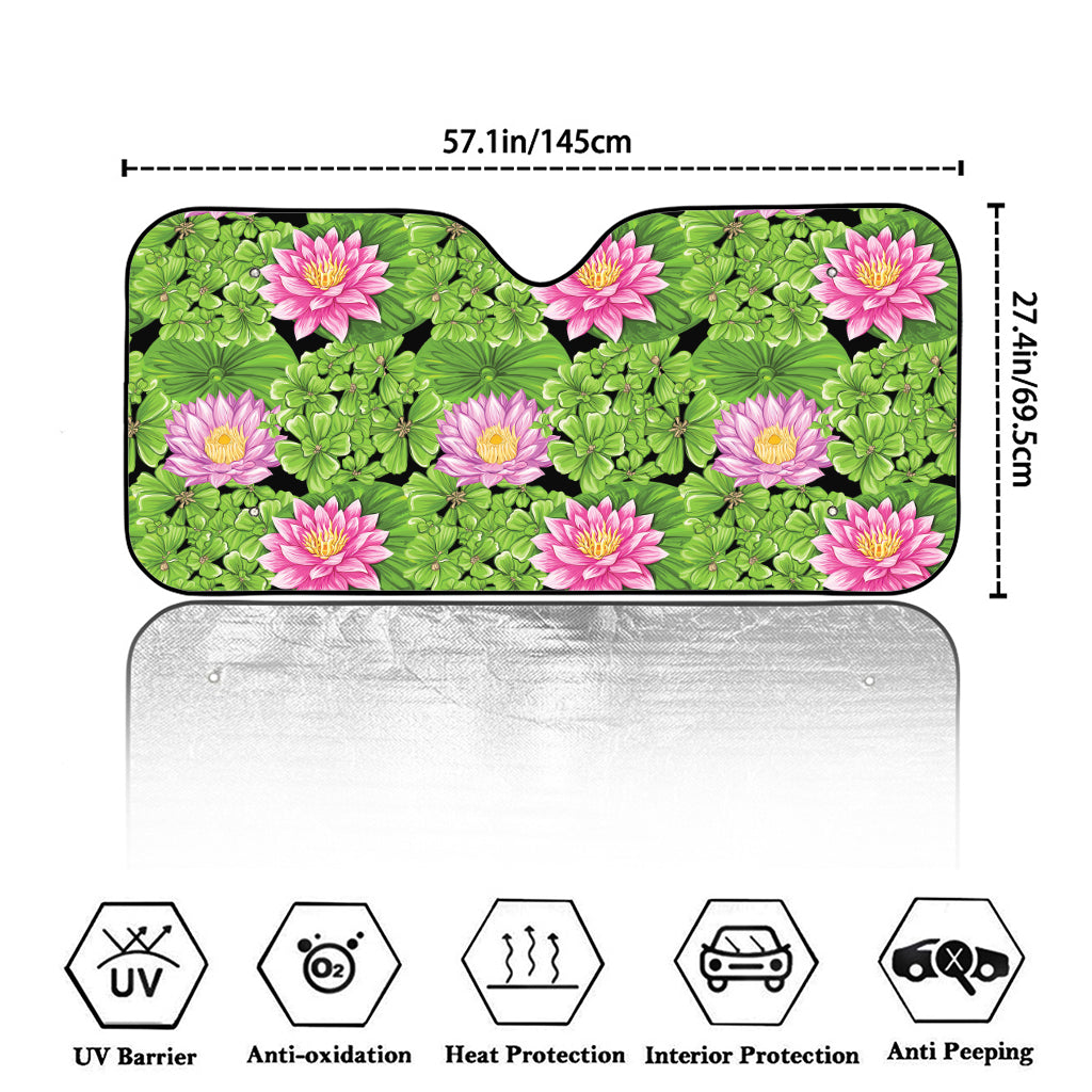 Cute Water Lily Pattern Print Car Windshield Sun Shade