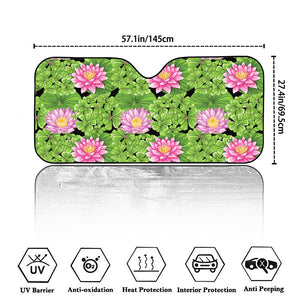 Cute Water Lily Pattern Print Car Windshield Sun Shade