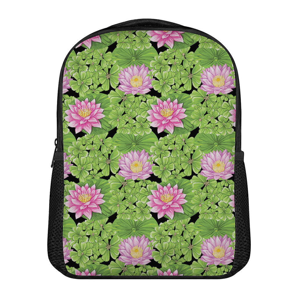 Cute Water Lily Pattern Print Casual Backpack