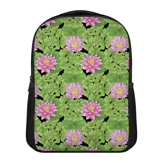 Cute Water Lily Pattern Print Casual Backpack