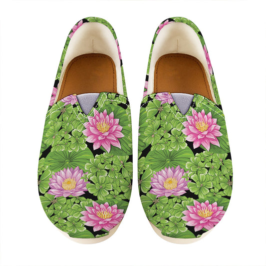 Cute Water Lily Pattern Print Casual Shoes