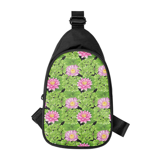 Cute Water Lily Pattern Print Chest Bag