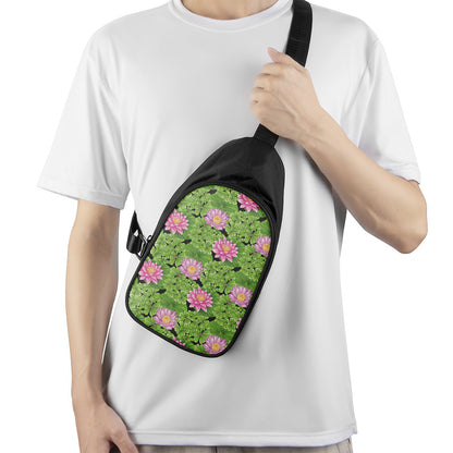 Cute Water Lily Pattern Print Chest Bag