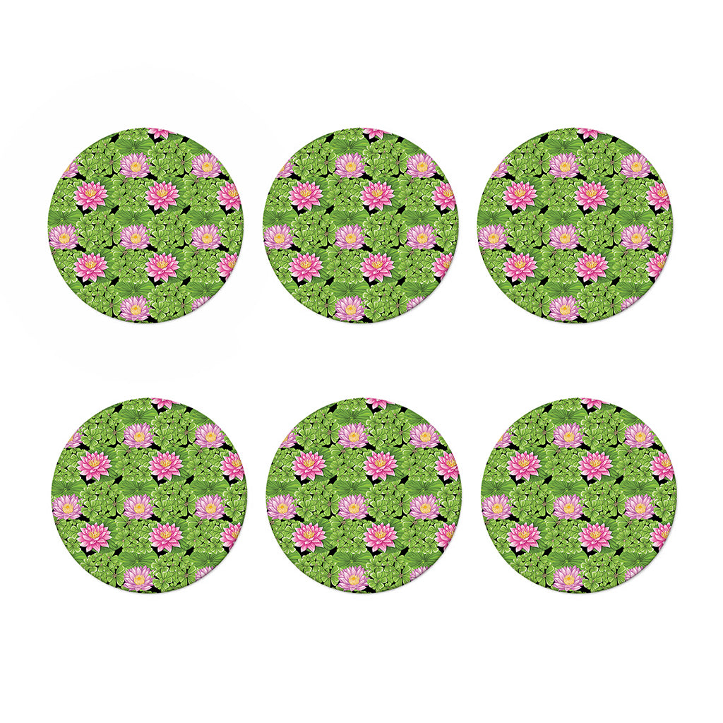 Cute Water Lily Pattern Print Coaster Set