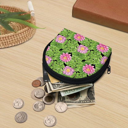 Cute Water Lily Pattern Print Coin Purse