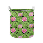 Cute Water Lily Pattern Print Collapsible Laundry Basket
