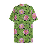 Cute Water Lily Pattern Print Cotton Hawaiian Shirt