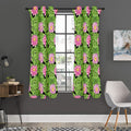 Cute Water Lily Pattern Print Grommet Curtain Panels