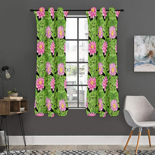 Cute Water Lily Pattern Print Curtain