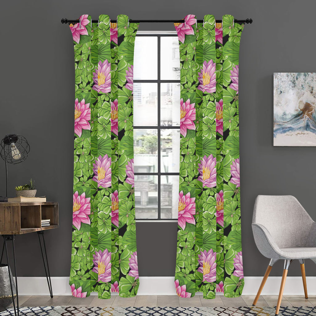Cute Water Lily Pattern Print Curtain
