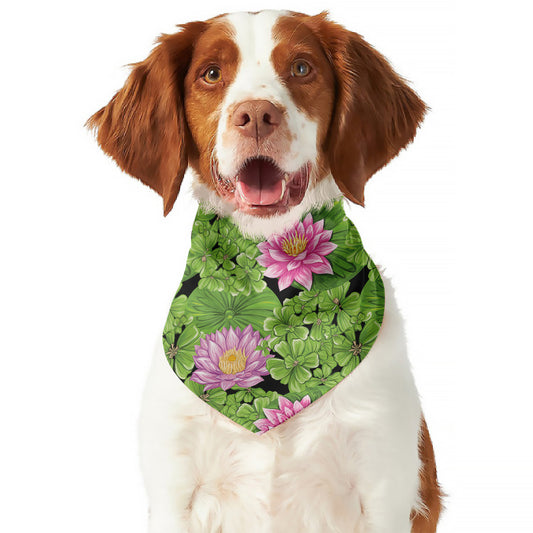 Cute Water Lily Pattern Print Dog Bandana