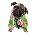 Cute Water Lily Pattern Print Dog Zip Up Hoodie