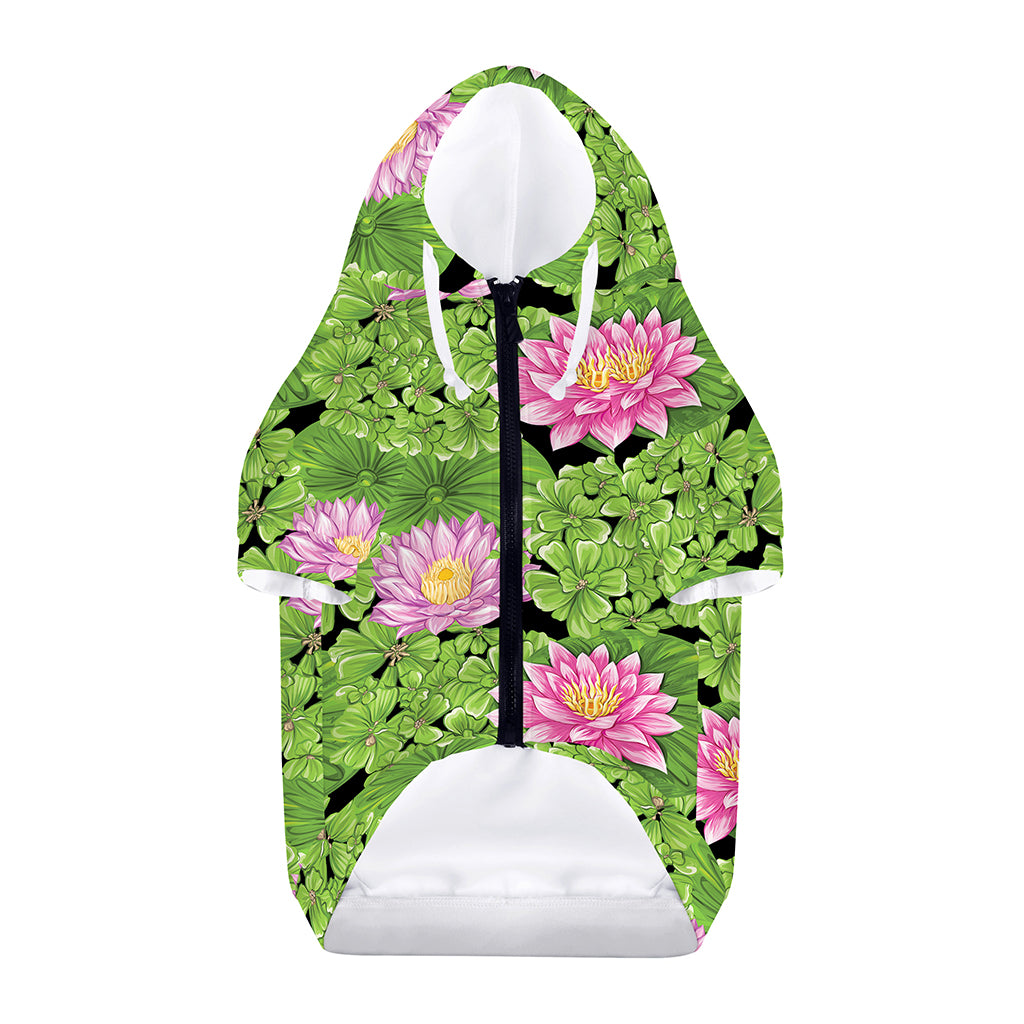 Cute Water Lily Pattern Print Dog Zip Up Hoodie