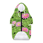 Cute Water Lily Pattern Print Dog Zip Up Hoodie