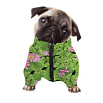 Cute Water Lily Pattern Print Dog Zip Up Jacket