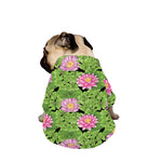 Cute Water Lily Pattern Print Dog Zip Up Jacket