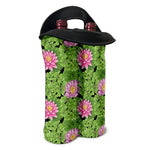 Cute Water Lily Pattern Print Double Neoprene Wine Tote