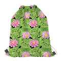 Cute Water Lily Pattern Print Drawstring Bag