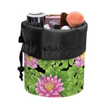 Cute Water Lily Pattern Print Drawstring Makeup Bag