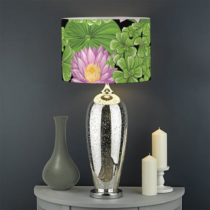Cute Water Lily Pattern Print Drum Lamp Shade