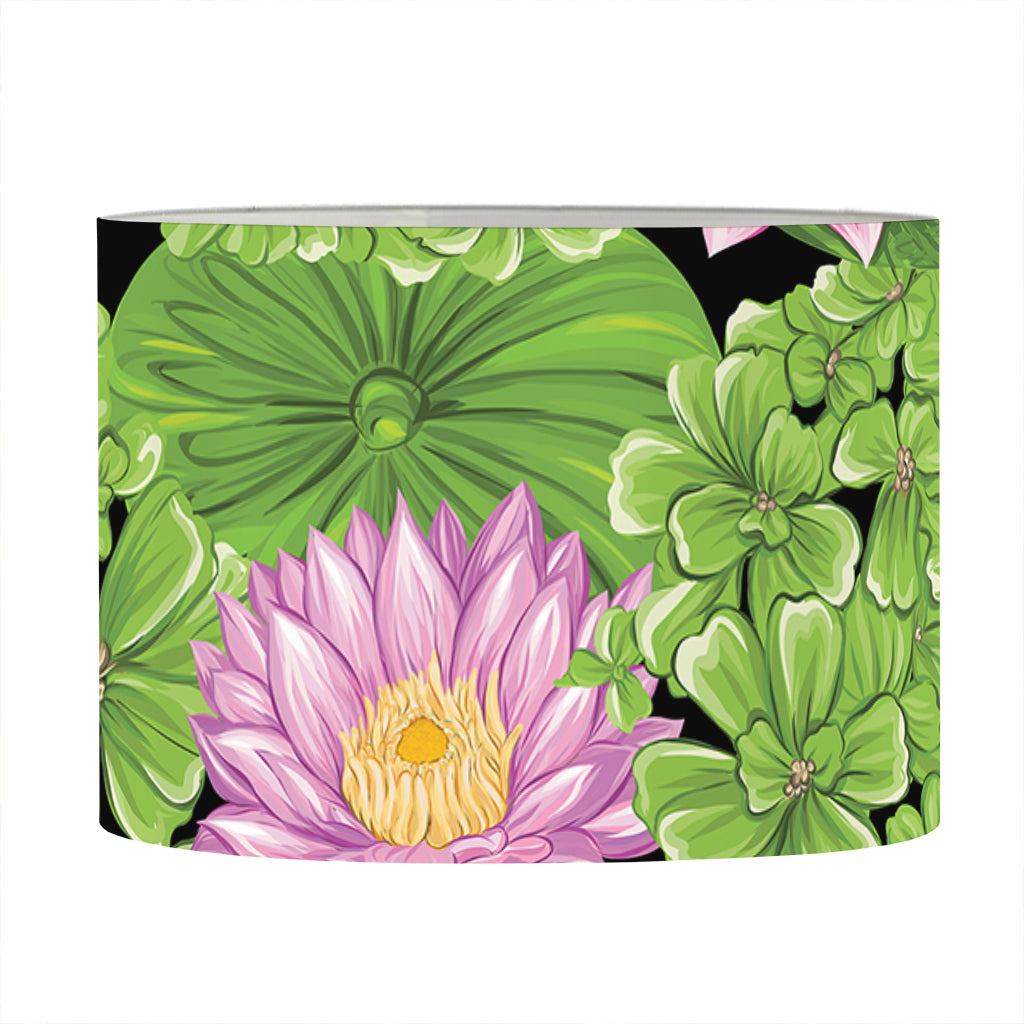 Cute Water Lily Pattern Print Drum Lamp Shade