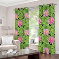 Cute Water Lily Pattern Print Extra Wide Grommet Curtains
