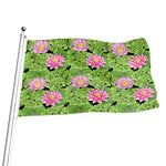 Cute Water Lily Pattern Print Flag