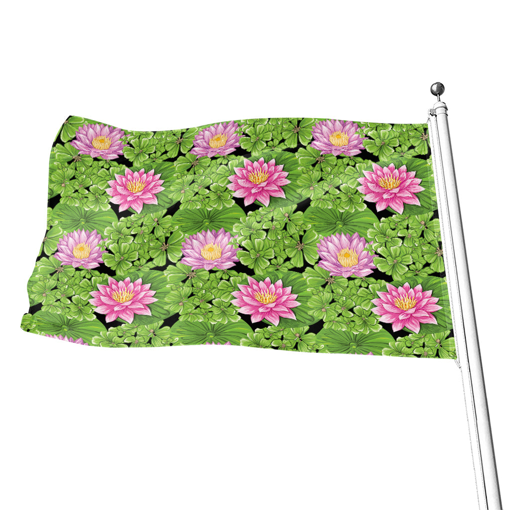 Cute Water Lily Pattern Print Flag