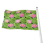 Cute Water Lily Pattern Print Flag