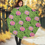 Cute Water Lily Pattern Print Foldable Umbrella