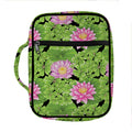 Cute Water Lily Pattern Print Front Pocket Bible Bag