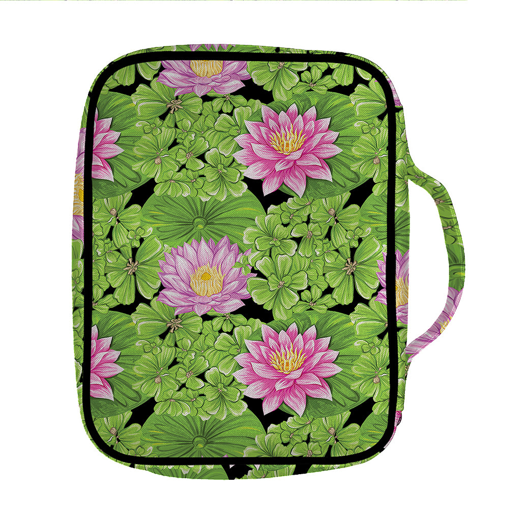 Cute Water Lily Pattern Print Front Pocket Bible Bag