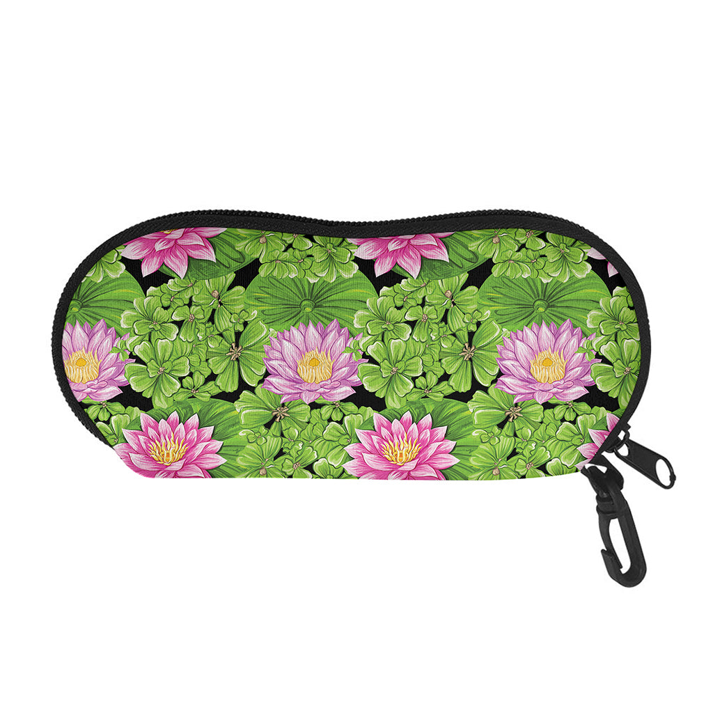 Cute Water Lily Pattern Print Glasses Case