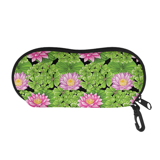 Cute Water Lily Pattern Print Glasses Case